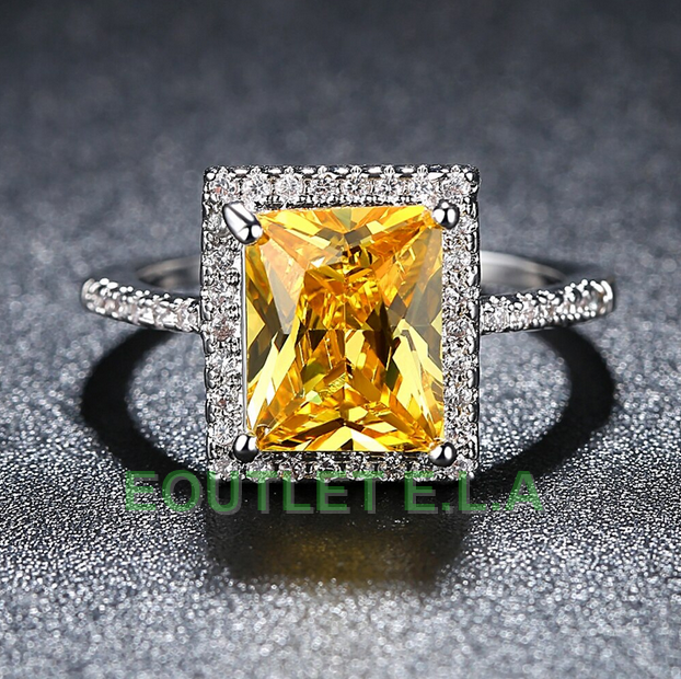 13x11mm CITRINE CZ WHITE GOLD DRESS RING-size 9